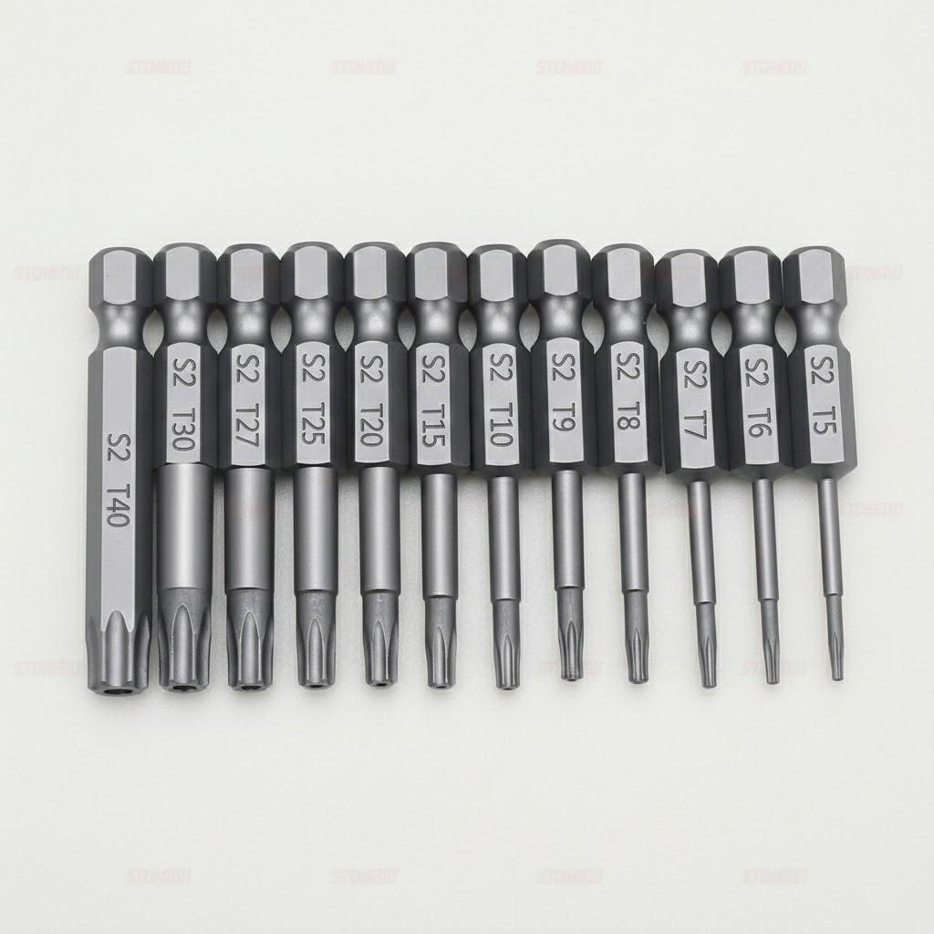 Набор бит Torx с полым наконечником 11 шт. / 12 шт. 50 мм, 75 мм, 100 мм, сталь S2, удлиненные, для шестигранной рукоятки
