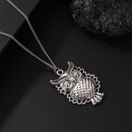 Women Vintage Cute Hollow Owl Animal Pendant Long Necklace Sweater Chain Jewelry