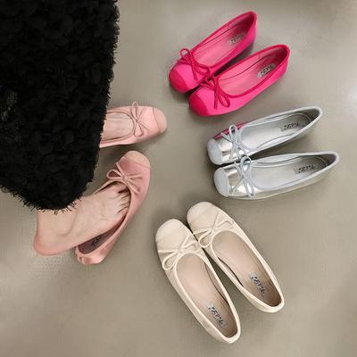 Flat-bottomed Versatile Bow Ballet Single Shoes Women's Shoes 2024 New Spring and Summer French Commuter Evening Shoes