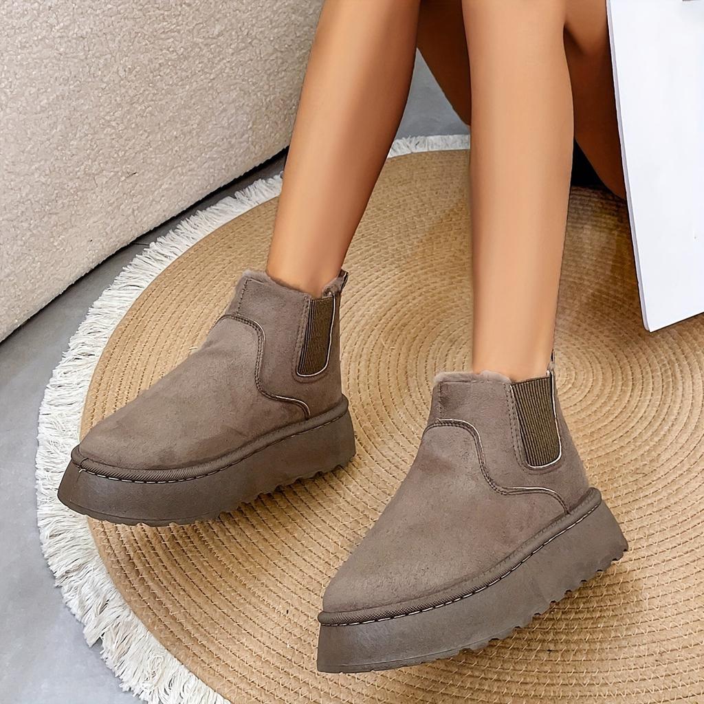 Ladies, Suede Shoes, Round Toe Shoes, Cotton Boots, Thick Soled Shoes, Snow Boots, Warm Shoes