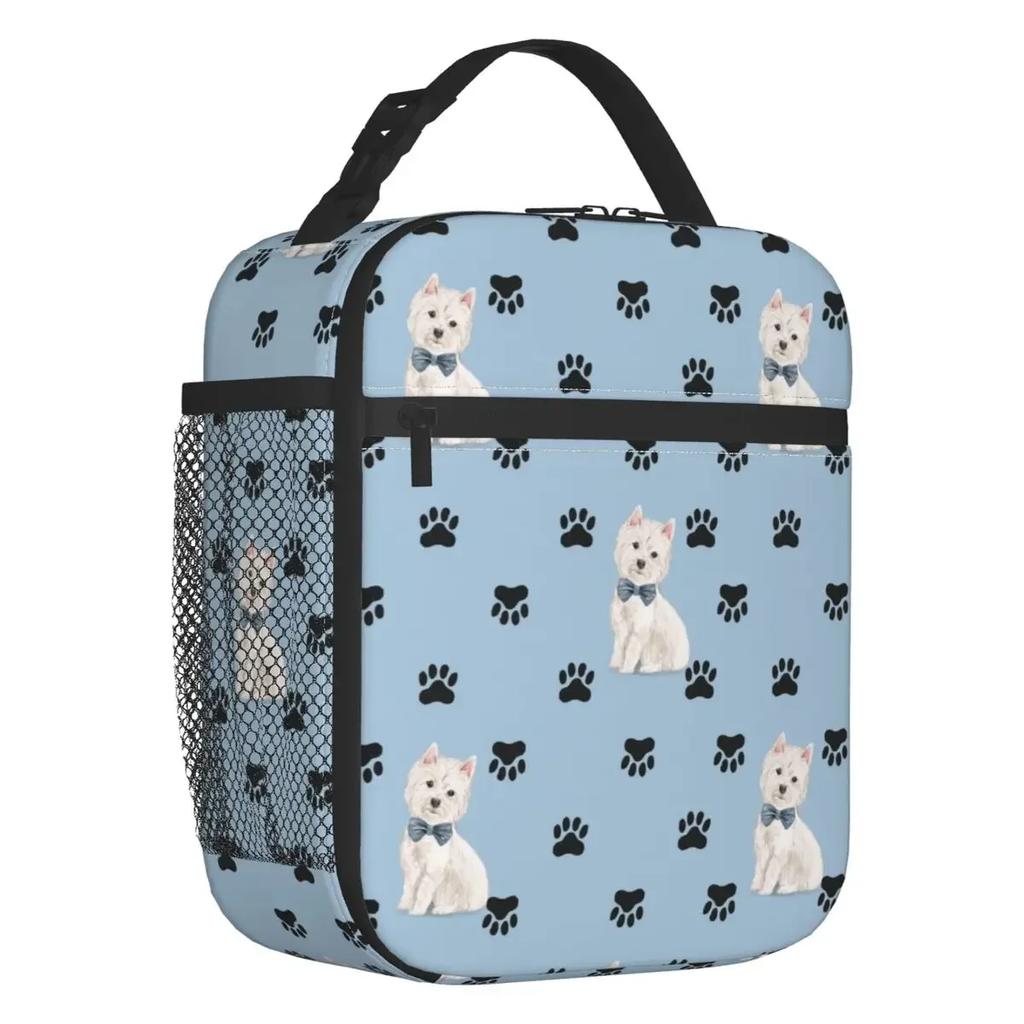 Cute West Highland White Terrier Dog Insulated Lunch Bag Leakproof Westie Puppy Cooler Thermal Lunch Box Office Picnic Travel