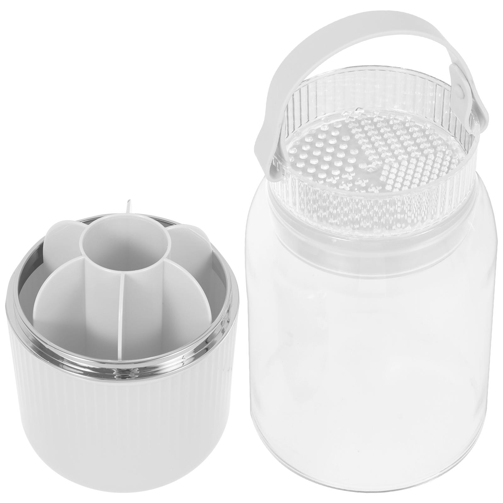 

Вращающийся на 360° органайзер для чистки косметических кистей с пылезащитной крышкой, хранилище для очистителя кистей для макияжа для рабочего стола, ванной комнаты белый