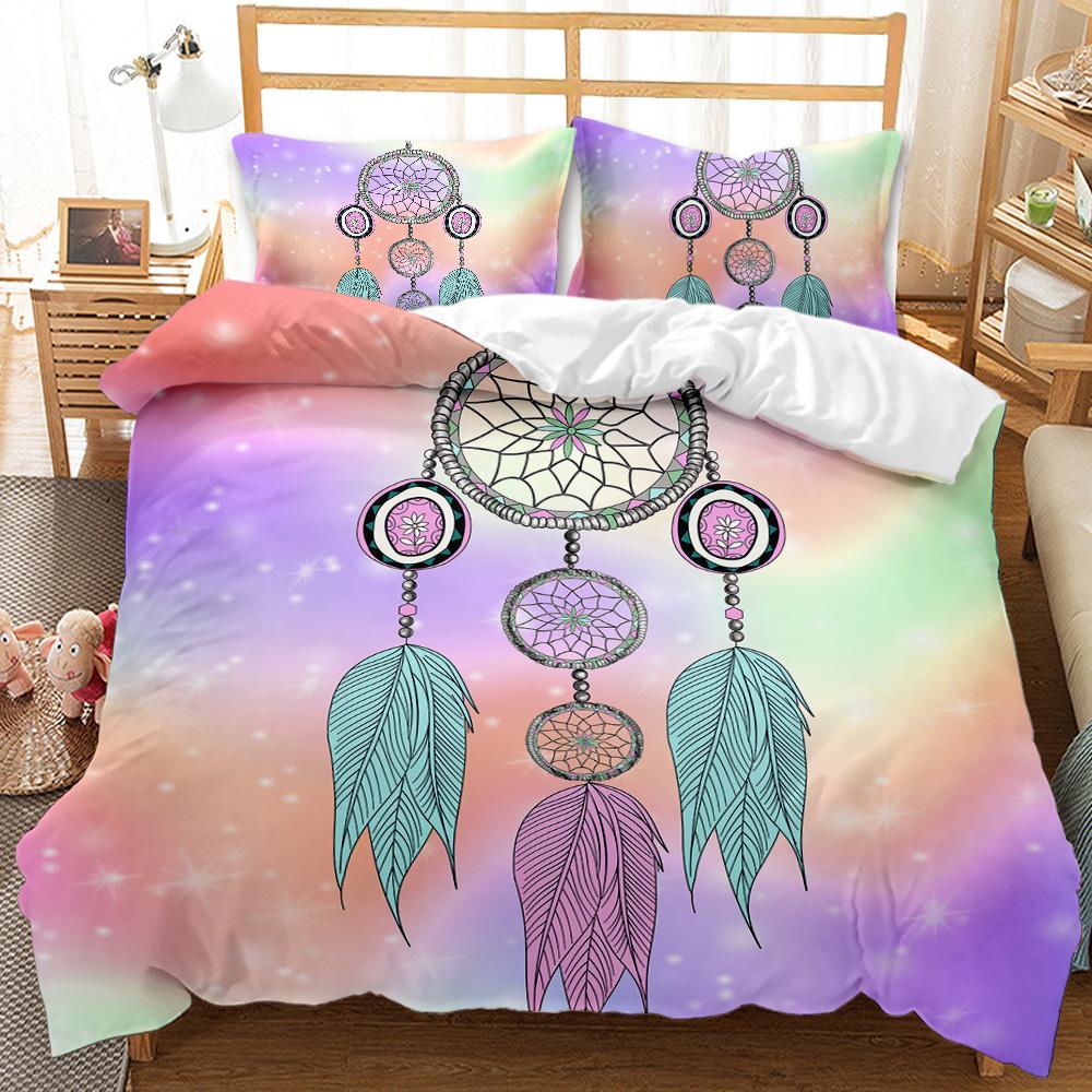Comforter Dream Catcher Boho Mandala Twin Bedding Set 3Pcs For Girls Adults Purple Dream Catcher Comforter