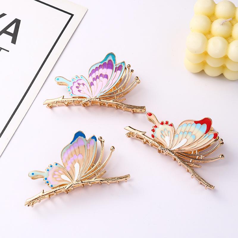 9-Color Painted Butterfly Hairpin - Ancient Style Shark Clip Ornament