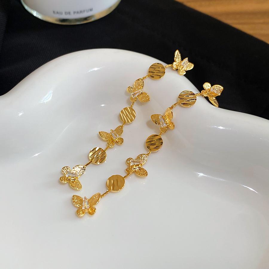 New 2026 Butterfly Tassel Earrings Zircon Elegant Minimalist Ear Jewelry