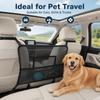 Dog Car Barrier Mesh Screen with Rear Seat Divider, Headrest Mount, Center Pocket and Cabin Partition for Daily Driving, 69 X 59 Cm