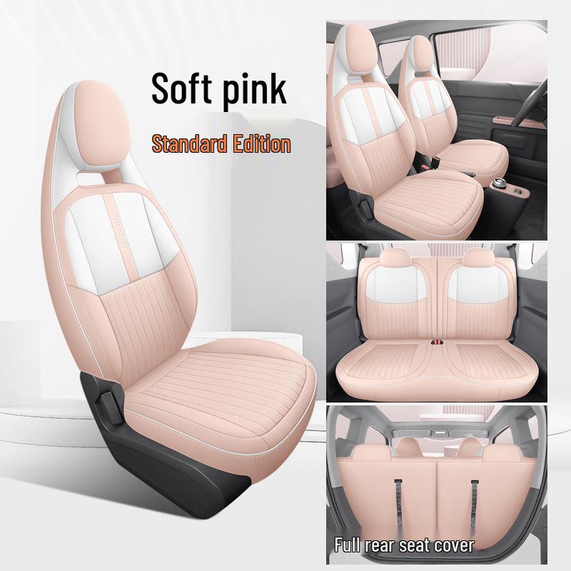2023 Cute Panda Mini Car Seat Cushion – 120km Model, Full Surround Cartoon Leather Cover