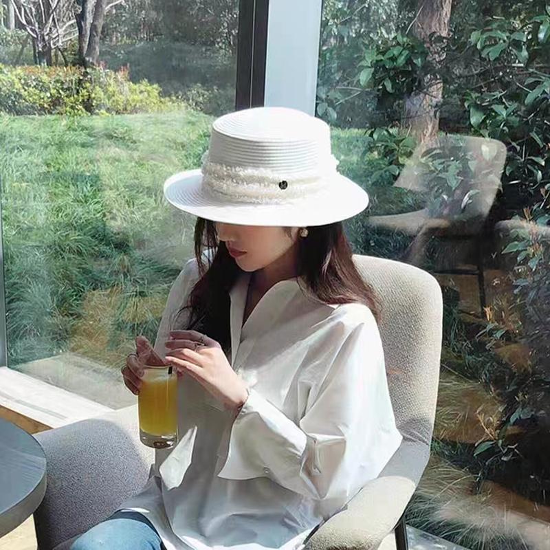 New England Vintage Wide Brim Women Fedoras Hat Ladies Girl Autumn Winter Fashion Letter White Wool Felt Flat Top Hat Party Hat