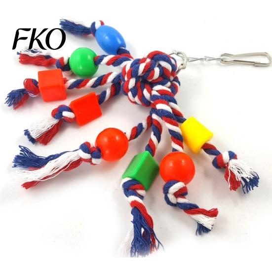 Cotton Rope Bird Chew Toy Colorful Parrot Toy, Biting Cockatiel Chewing Cage Accessory for Lovebird Budgie Parakeet