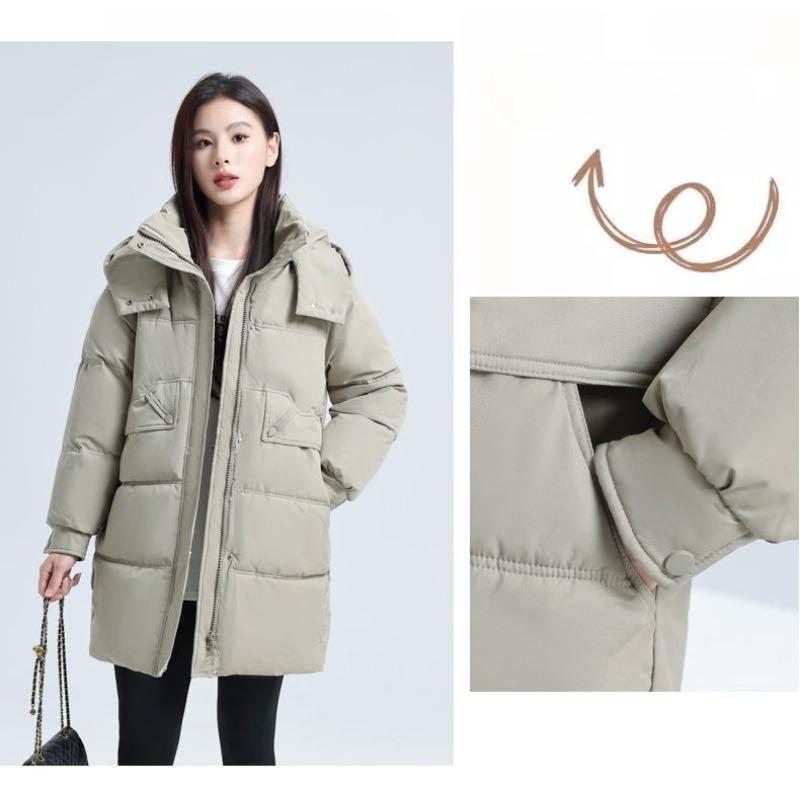 Winter Locker Mode Übergröße Verdickter Baumwollmantel Damen Lange Länge Reine Farbe Jacke