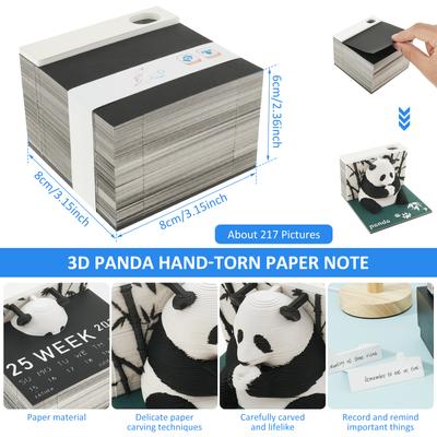 2025 3D Panda Paper Sculpture Desk Calendar Tear-Away 3D Memo Pad Art Sticky Notes Creative Paper Carving Art Ornaments Gifts