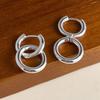 925 Sterling Silver Earrings For Women Trendy Geometric Double Circle Earring Jewelry Prevent Allergy Party Gift Accessories
