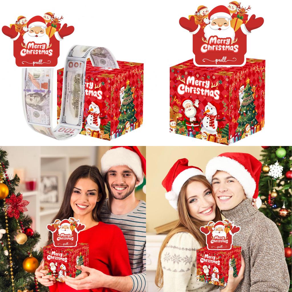 Money Santa Claus Container With Red Paper Material For Christmas Decor Festive