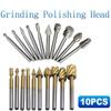 10 Piezas HSS Juego de Brocas Fresadoras Rotativas Herramientas para Desbastar Corte de Madera DIY Fresado Tallado Cabezal de Rectificado Eléctrico Herramienta de Grabado