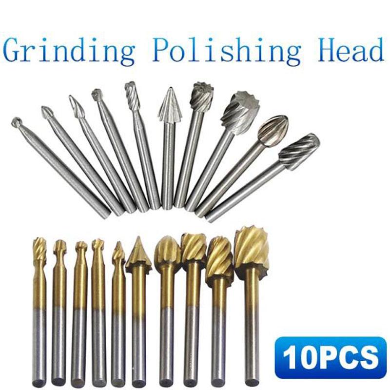 10 Piezas HSS Juego de Brocas Fresadoras Rotativas Herramientas para Desbastar Corte de Madera DIY Fresado Tallado Cabezal de Rectificado Eléctrico Herramienta de Grabado