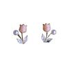 Sweet and Cute Pink Tulip Pearl Earrings High-end Light Luxury Niche Design Versatile