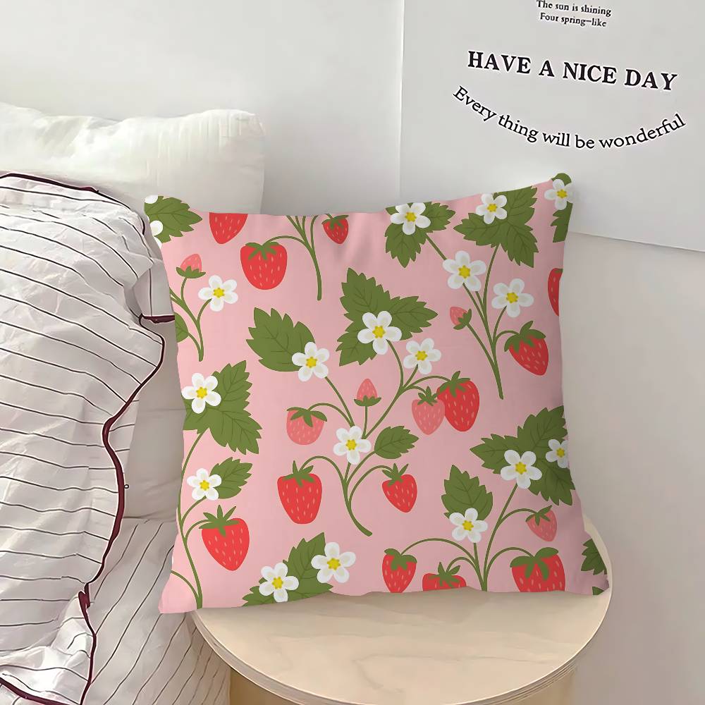 S-strawberry Cute Kawaii Cushion Cover Inches Farmhouse Decor Home Throw Pillow Covers For Couch Decorations
