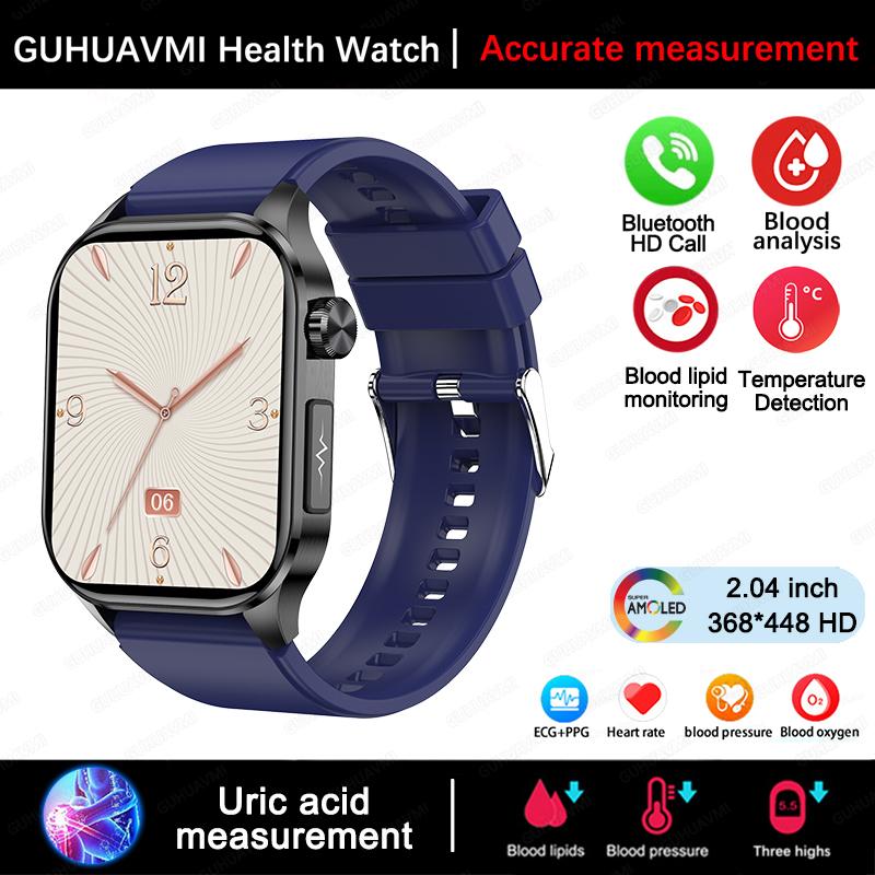 

2025 Новые Смарт-часы для Управления Здоровьем Мужские ЭКГ+ФПГ Липиды Крови Мочевая Кислота Фитнес-Трекер Bluetooth Звонок Смарт-часы Blue Silicone