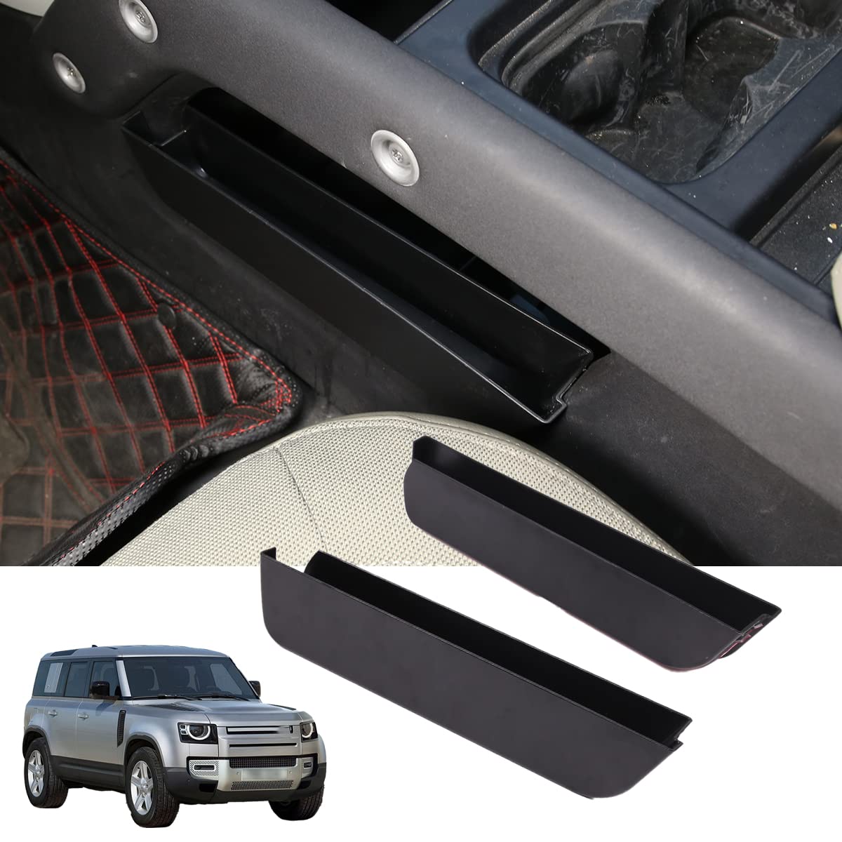 

Console Storage Box for Land Rover Defender Car Center Console Exterior Console Storage Box for Small Interior Easy ABS Set of 2 (2020-2024), Tray,