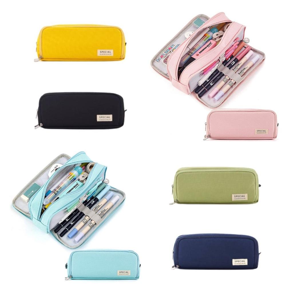 Style Korean Trendy Large Capacity Pencil Case Minimalist Durable Bag Canvas