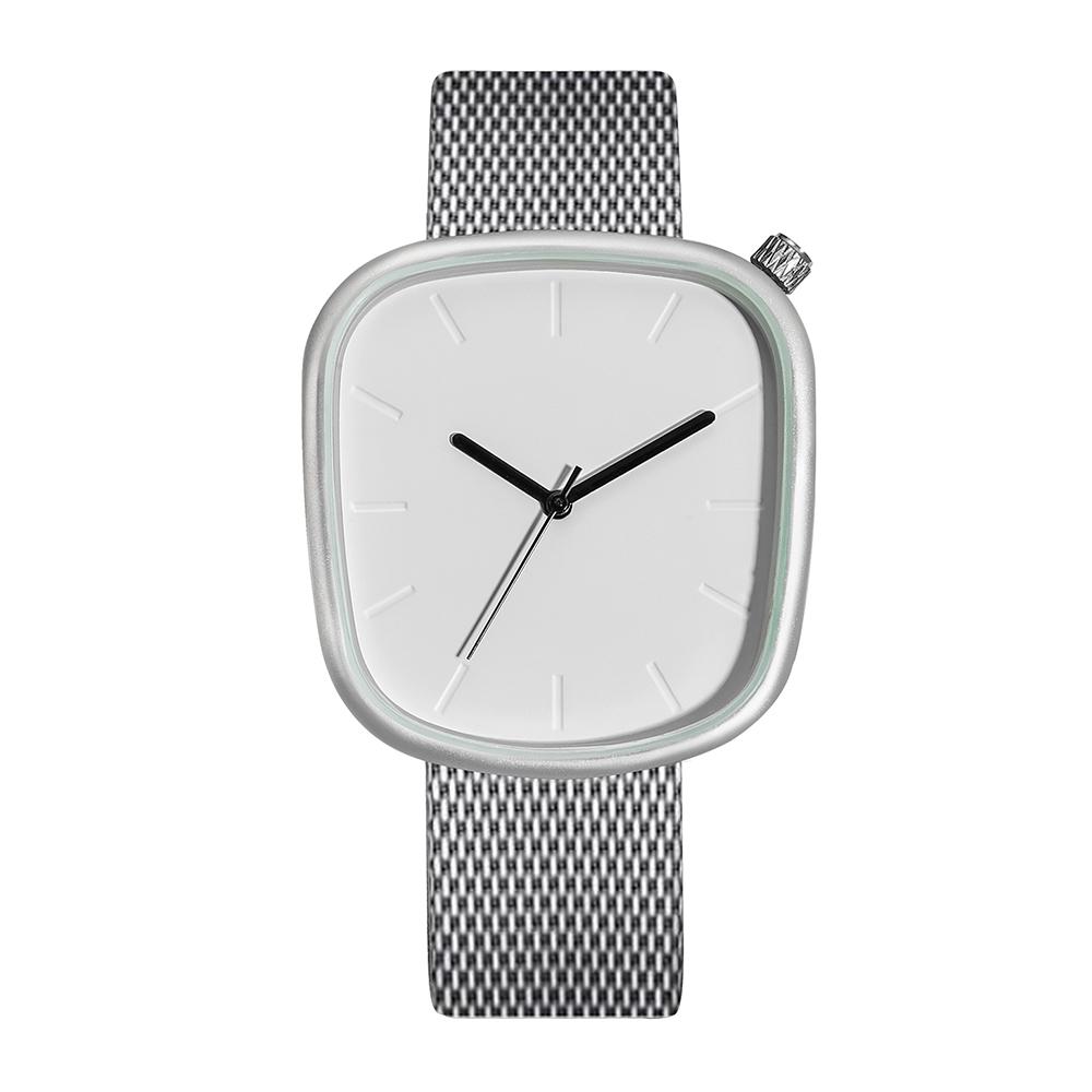 

Men s Minimalist Watch Fashion Versatile Men s and Women s Square Watch Scale Black and White Premium Quartz Watch серебряный