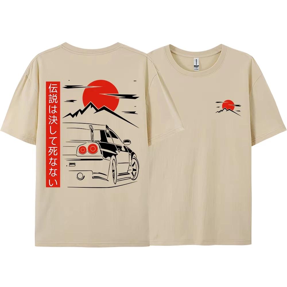 2025 Japanese Style Car JDM Culture GTR Racing T Shirts Men Women Street Wear Original Design Oversized 100_ Cotton Couple