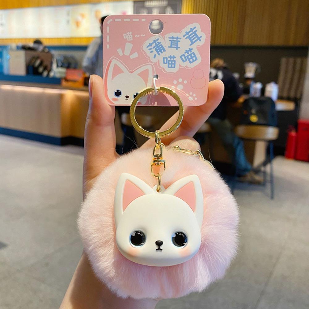 Big Ear Cat Plush Pendant Long Mane Cute Animal Keychain Plush Cat Keychain  Friends Birthday Gifts