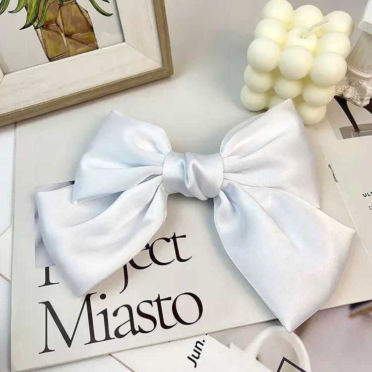 Black Satin Large Bow Headpiece Hair Clip - Women's Autumn/Winter 2025 Edition