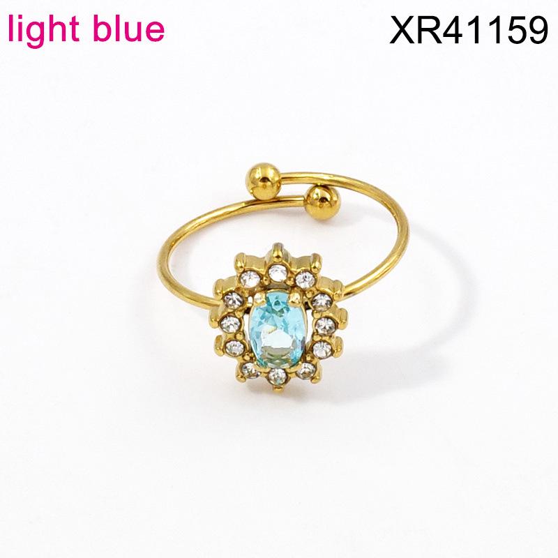 Women s Adjustable 18K Plated Titanium Steel Flower Ring with Gem & Diamond Inlay - Trendy Light Luxury Fashion.