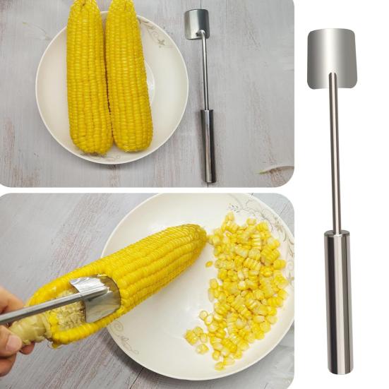 Verktøy for å skrelle maiskolber i rustfritt stål Magisk maisstripper Enkel maiskvern med langt håndtak Skarpt blad Kjøkkenredskap for hjemme- og restaurantbruk