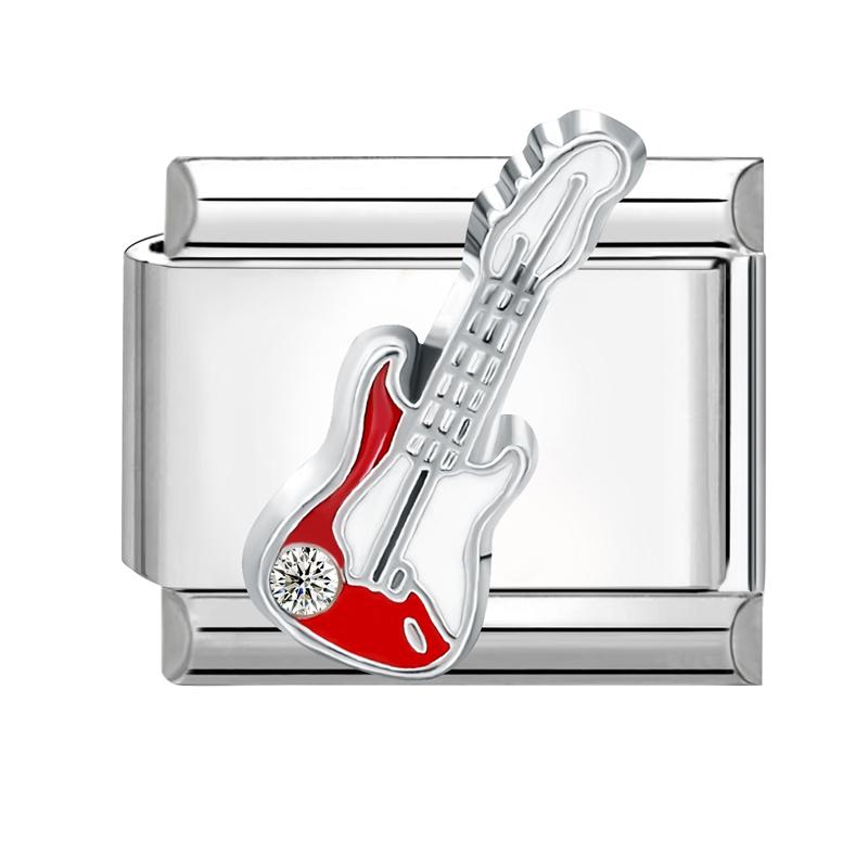 

Fashion Guitar Piano Trumpet Musical Note Rose Italian Charm Links Stainless Steel Fit 9mm Bracelet DIY Making Jewelry Gifts