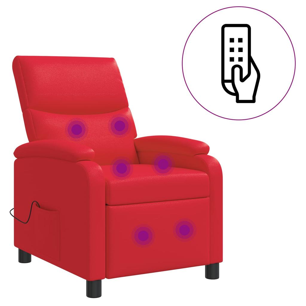 Massage Recliner Chair Red Faux Leather