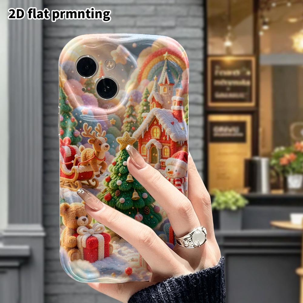 Phone Case: 2D Flat, Suitable for iPhone 18, 17, 16, 15, 14, 13, 12 Pro Protective Cases, Christmas Knitted Town, Perfect Holiday Gift for Christmas a