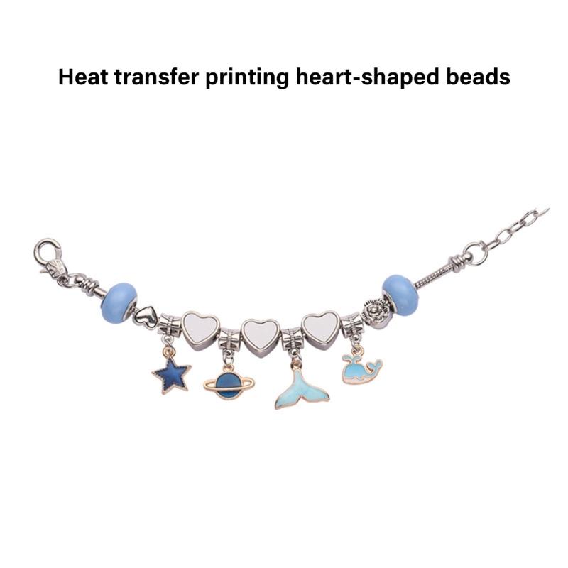 Alloy Heart Beads Featuring Distinctive Heat Transfer Craft Perfect for Handmade Jewelry Enthusiasts and Gift Seekers