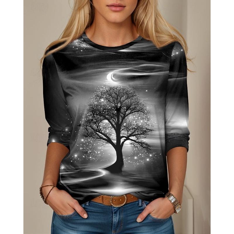 

Женская футболка, 3D-печать, круглый вырез, длинный рукав, повседневная, легкий топ, Хэллоуин, хип-хоп, большой размер, модная 3XL