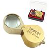 30X 20X 10X Pocket Loupe Magnifier Metal Jewelry Magnifying Glass Foldable Lens Triplet Glass Diamond Jewelers Eye Glass Tools
