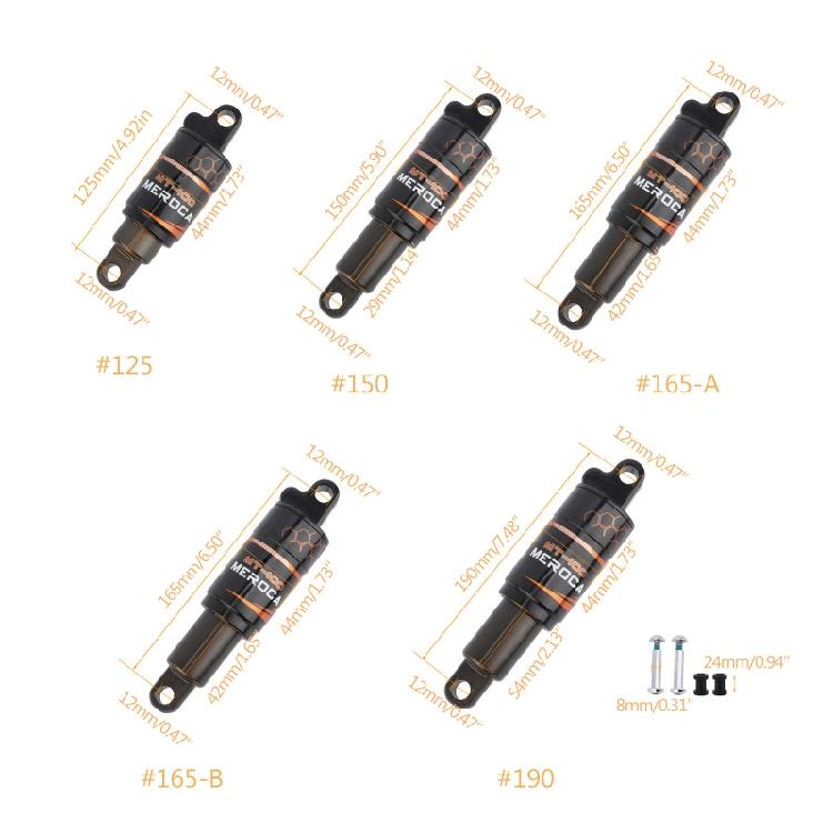 125mm 150mm 165mm 190mm Bicycle Mountain Bike Air Rear Shock Absorber Suspension