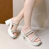 Fashion Shoes Women Slippers Casual Glitter Slides Pantofle Square heel Soft Luxury Jelly 2025 Summer Block Fashion Crystal Shoes Squar