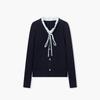 EICHITOO Women's Wool Blend Navy Ruffle V-Neck Sweater