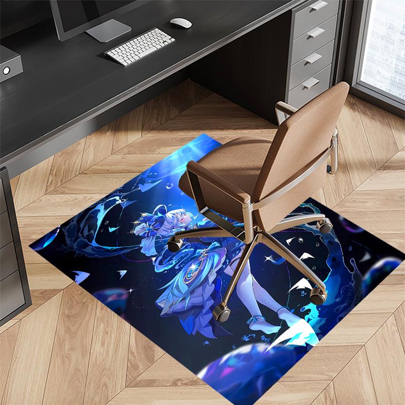 1 Stück Genshin Impact Furina Druck Teppich - Weiche, Waschbare Rutschfeste Indoor-Matte für Bürostühle, Wohnzimmer, Home Office Dekorteppich