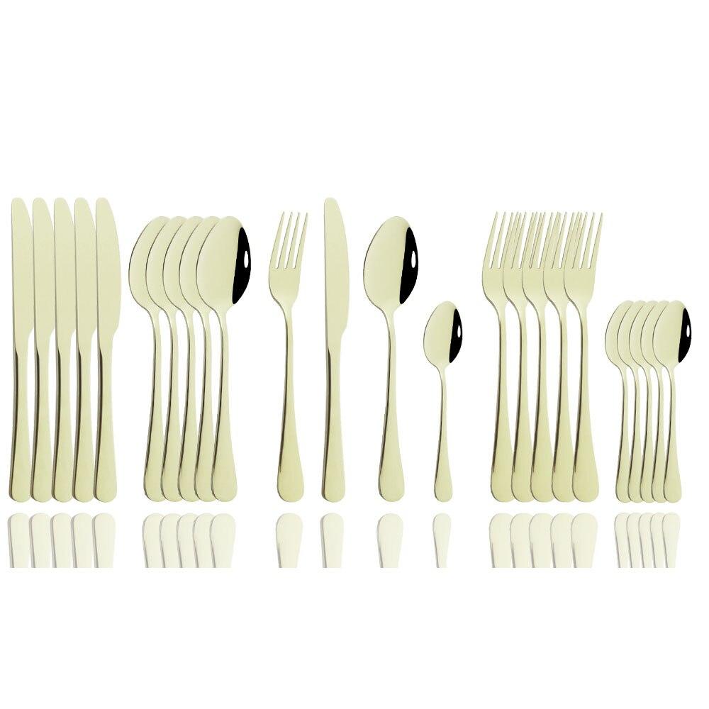 24Pcs Mirror Polished Blue Cutlery Set Stainless Steel Dinnerware Set Knife Fork Coffee Spoon Tableware Set Kitchen Dinner Silverware Set