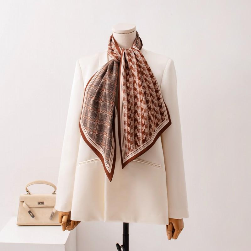 2026 Silk Wool Double Layer Scarf Light Luxury Fashion Neck Warmer