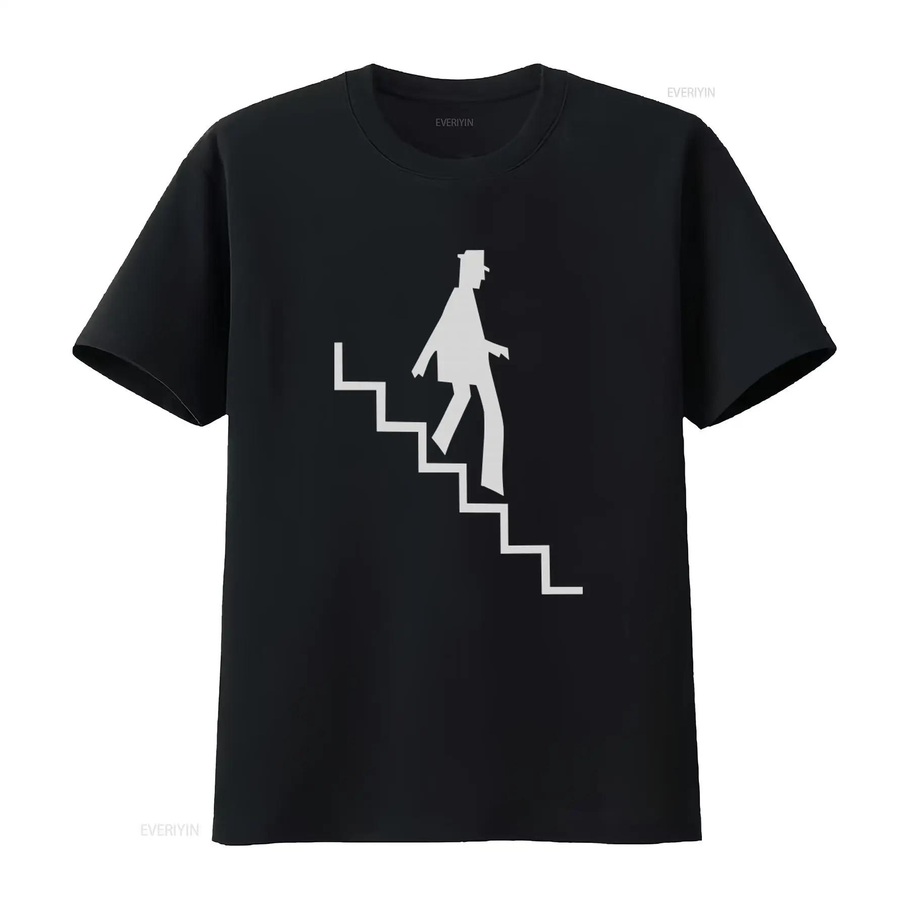 

Stylish Man Walking Up Stairs T Shirt Perfect for Dub Reggae Lovers vintage Washed fashion Versatile Slightly - Men s Summer ... S разноцветный