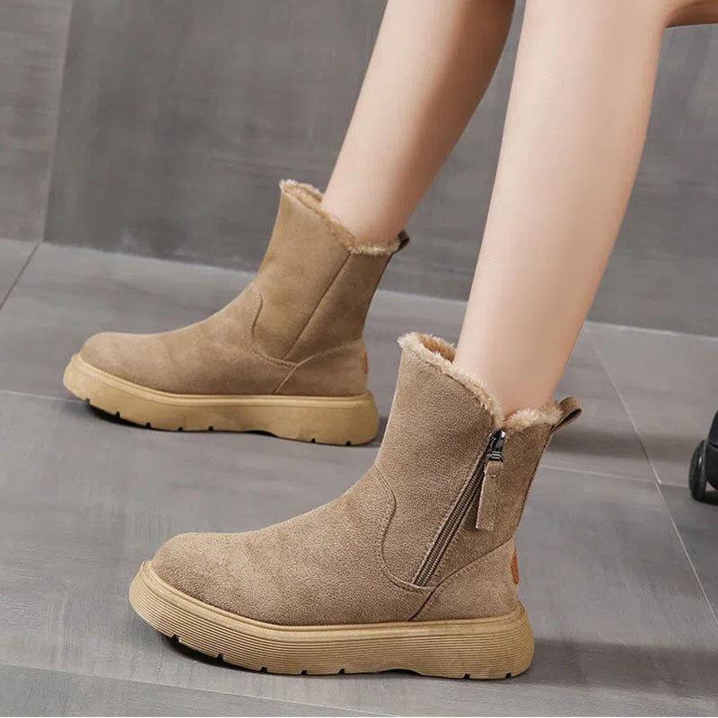 Schneestiefel Damen neue Wintermode Fellintegrierte warme gefütterte verdickte Stiefel rutschfeste Baumwollschuhe