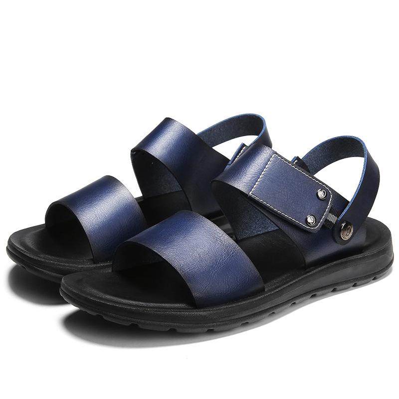 Sandals Men s Summer Fashion Casual Trend Leather Sandals Men s Lightweight Breathable Beach Shoes Men s Sandals 38 синий