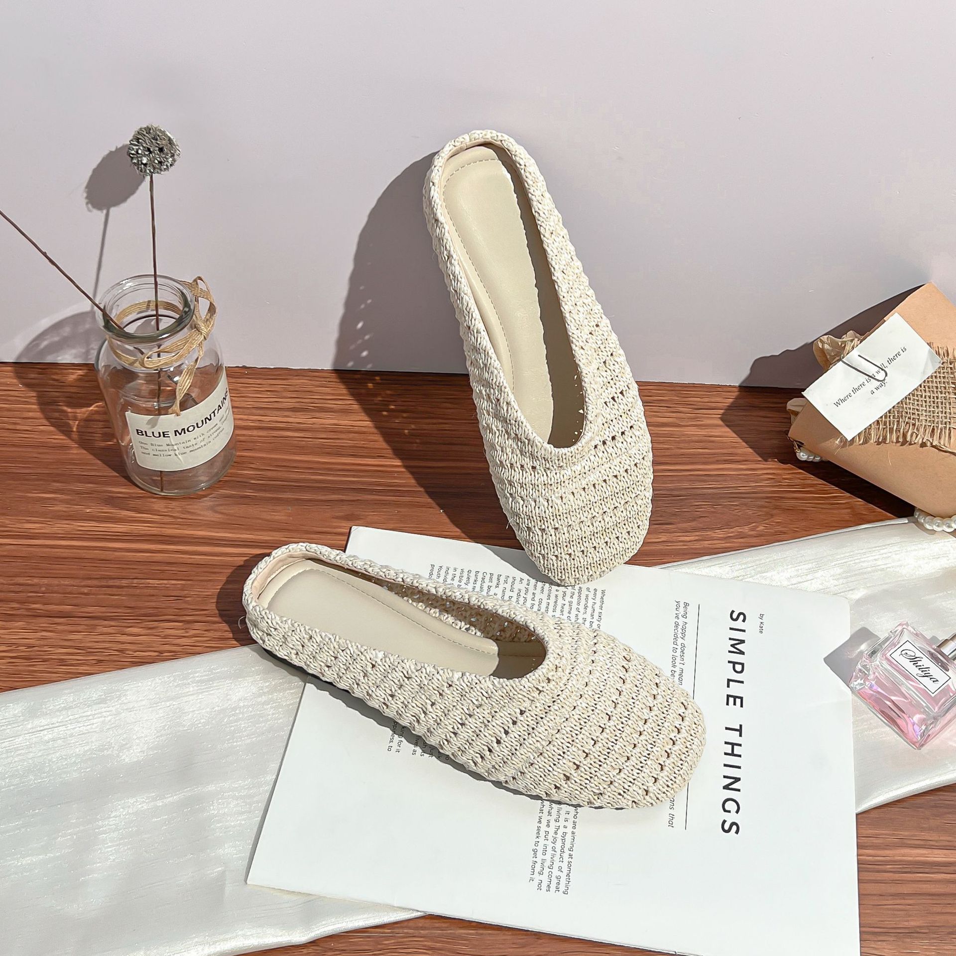 

Grape mother summer new woven bag head cool slippers women s small fragrant temperament muller shoes women s empty single shoes women s summer 35