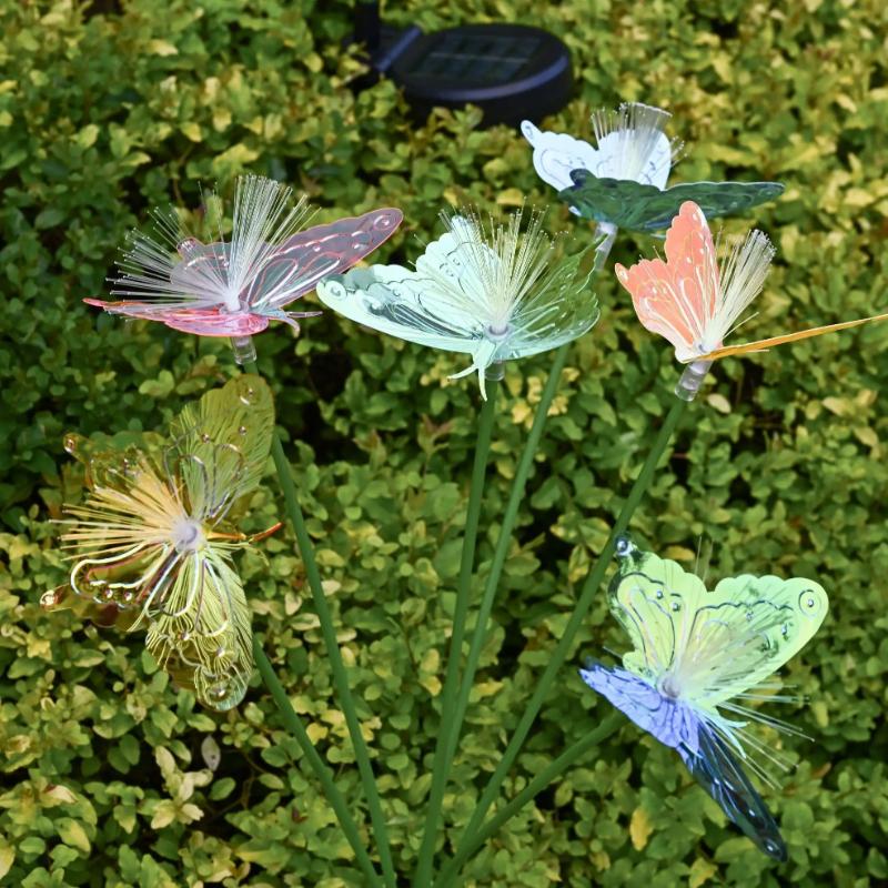 Solar Powered Waterproof Fiber Optic Butterfly Stake Lights Color Changing Fairy Lights for Outdoor Garden Patio Yard Wedding