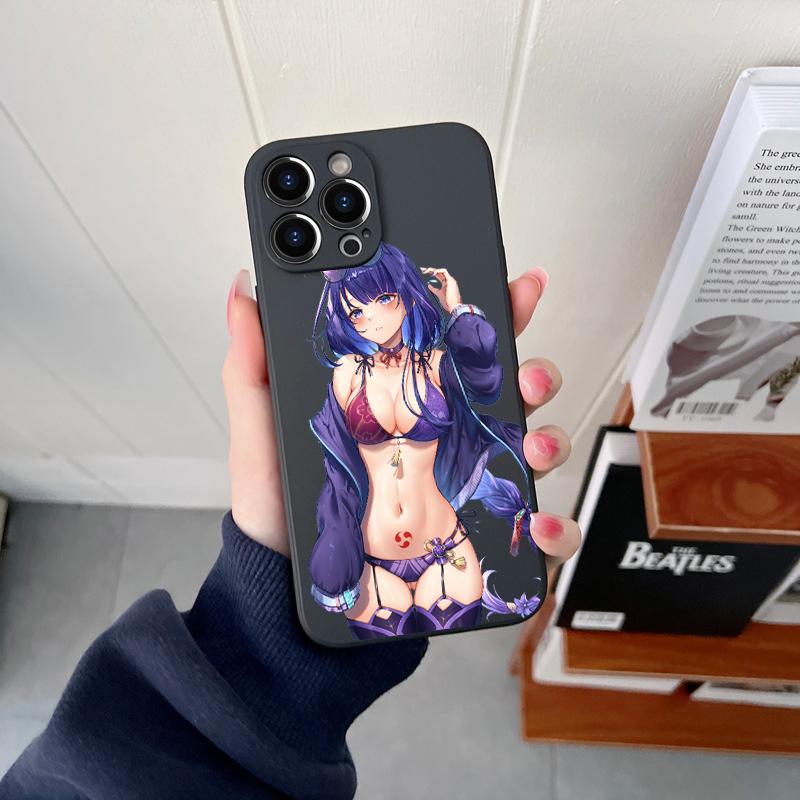 Genshin Impact Sexy Girl Original Square Liquid Silicone Phone Case For iPhone 14 11 12 13 Pro Max X XS XR 7 8 Plus DIY Cover