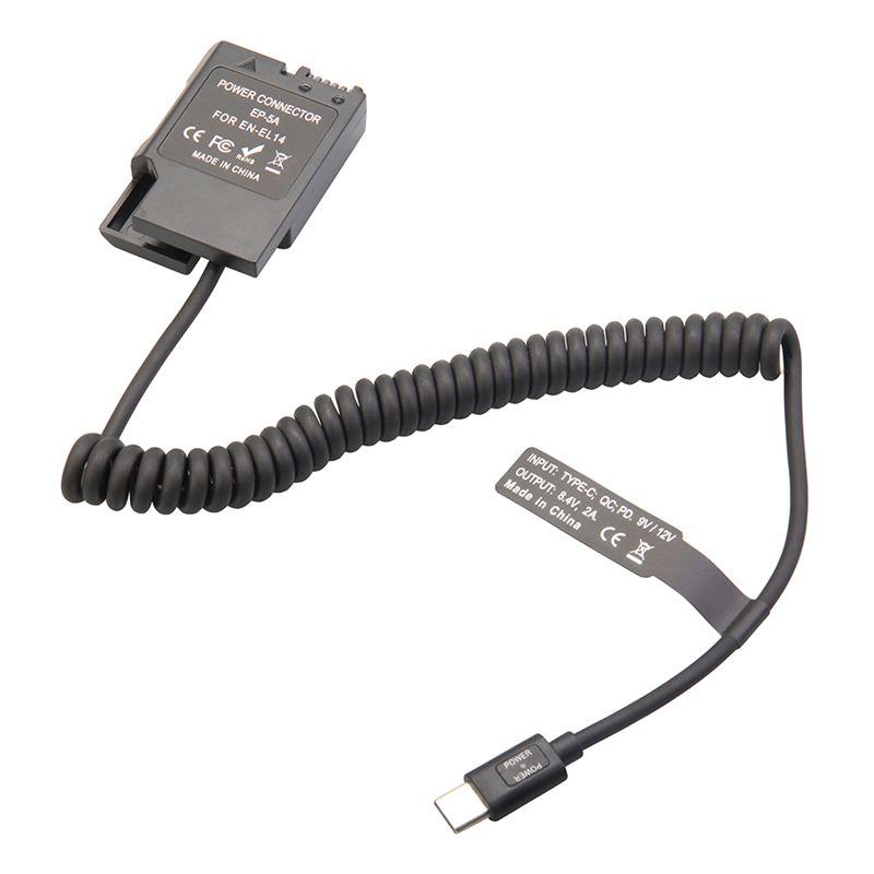 Top!EL14 Dummy Coupler Battery Type-C Spring Cable for D3100 D3500 D5100 D5200 D5300 D5600 P7000 P7100 P7700 P7800