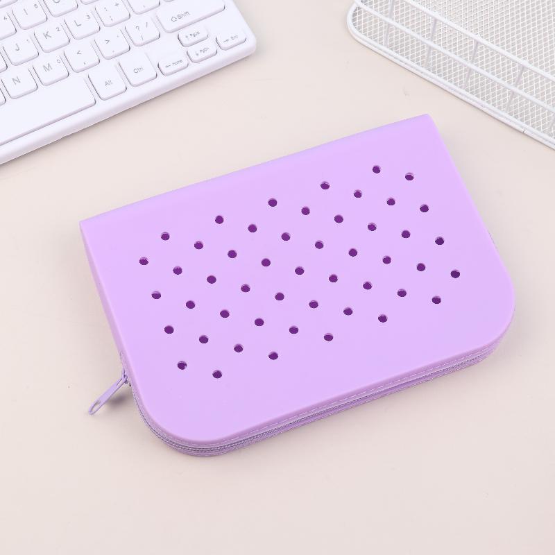 New Stylish Holes Silicone Pencil Case Zipper Soft Pencil Pouch Lightweight Waterproof Stationery Storage Bag Classroom